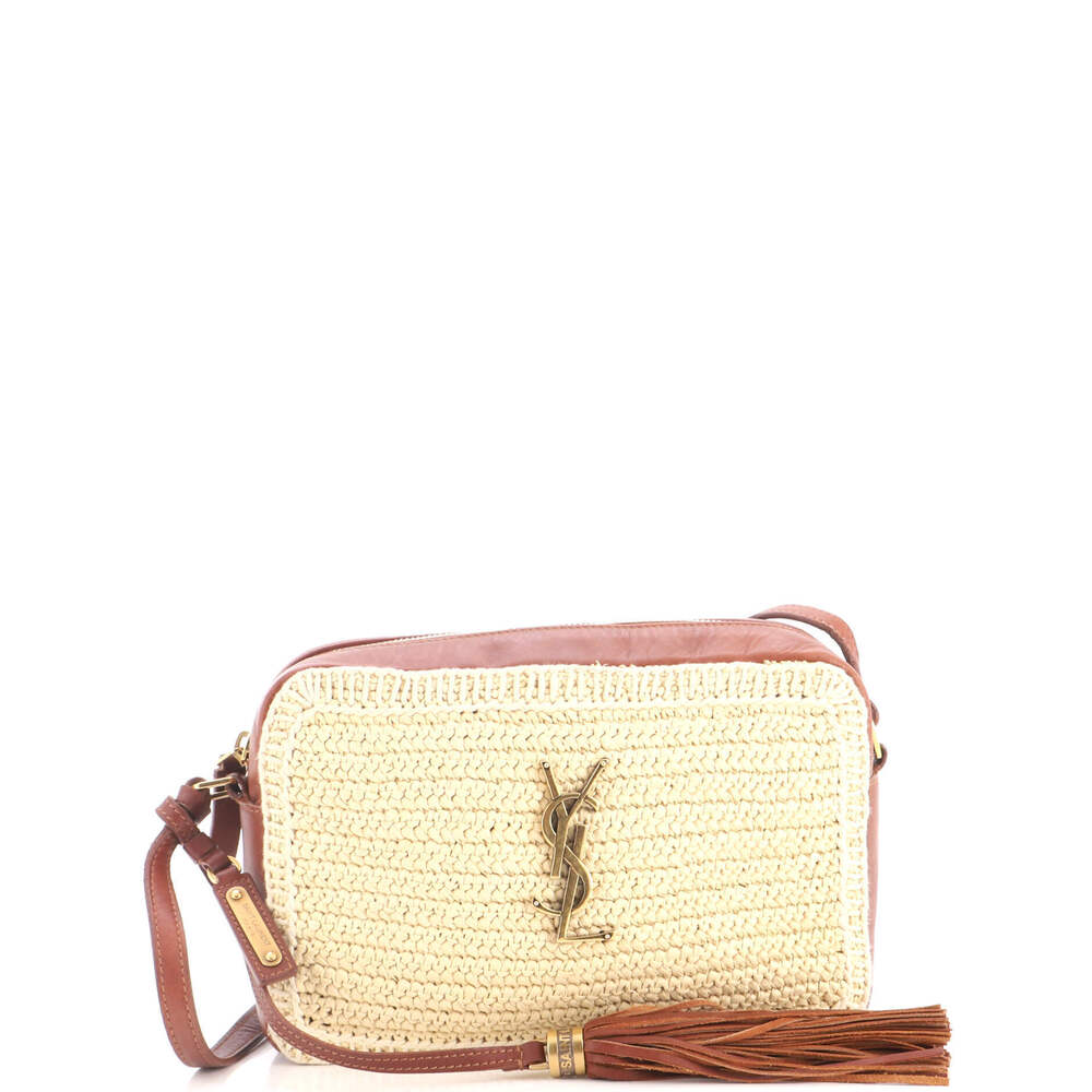 Saint Laurent Small Lou Camera Bag Woven Raffia